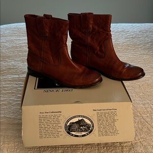 Frye Cognac Leather Ankle Boots